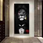 Постер с изображением забавных животных, Льва, курения, картина Художественная печать на холсте г., современные настенные картины для гостиной, домашний декор