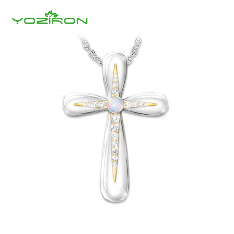 Yoziron религиозный крест ожерелье для женщин кулон из золота и серебра большие