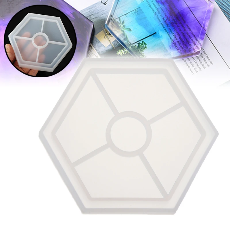 

1pc Hexagon Coaster Resin Casting Mold Silicone Jewelry Making Mould Craft DIY Flower Pot Base Tea Cup Pad Drop Glue