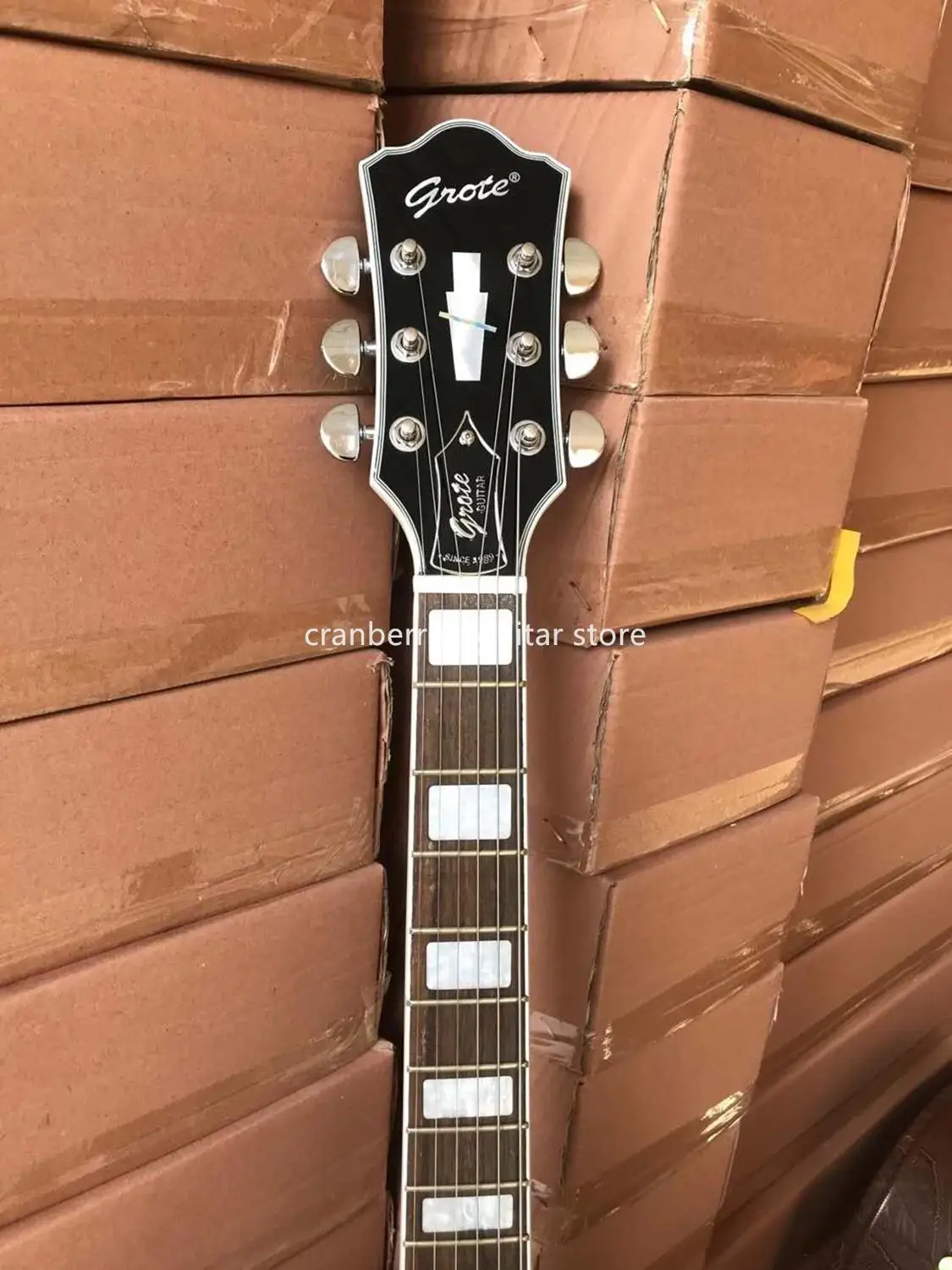 

Grote lefthand electric guitar,blue color tiger flamed top 6 string jazz electric guitar,free shipping