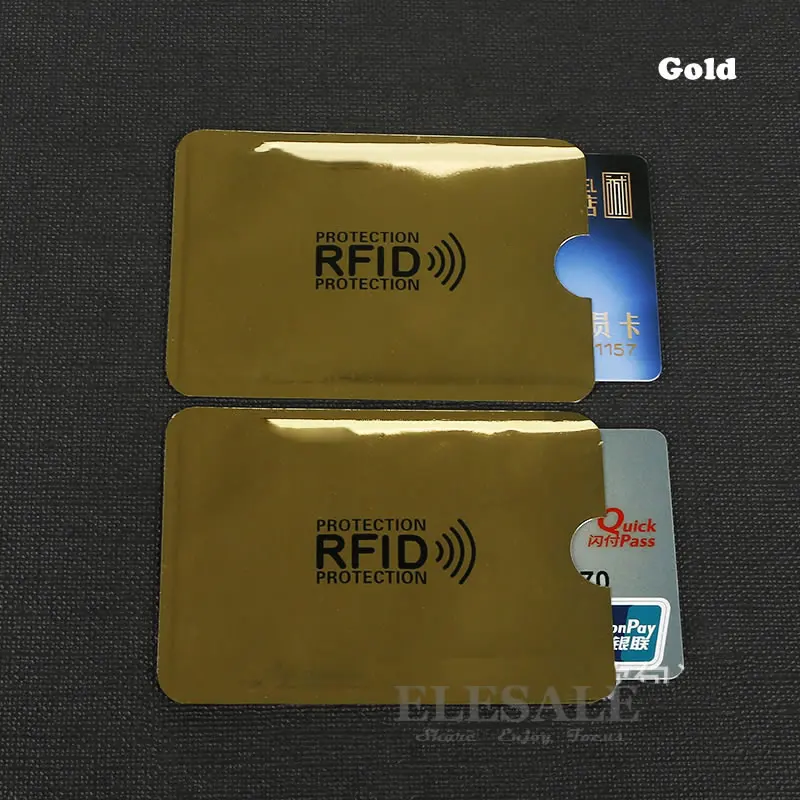 10/шт цветной анти-сканирующий рукав для карт, Кредитная RFID карта, защита, анти-магнитная алюминиевая фольга, портативный банковский держатель для карт - Цвет: Gold