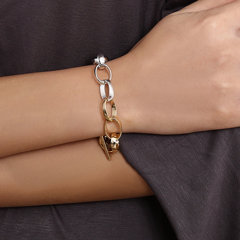 Женский ассиметричный браслет IngeSight.Z в стиле панк хип хоп простой золотистый