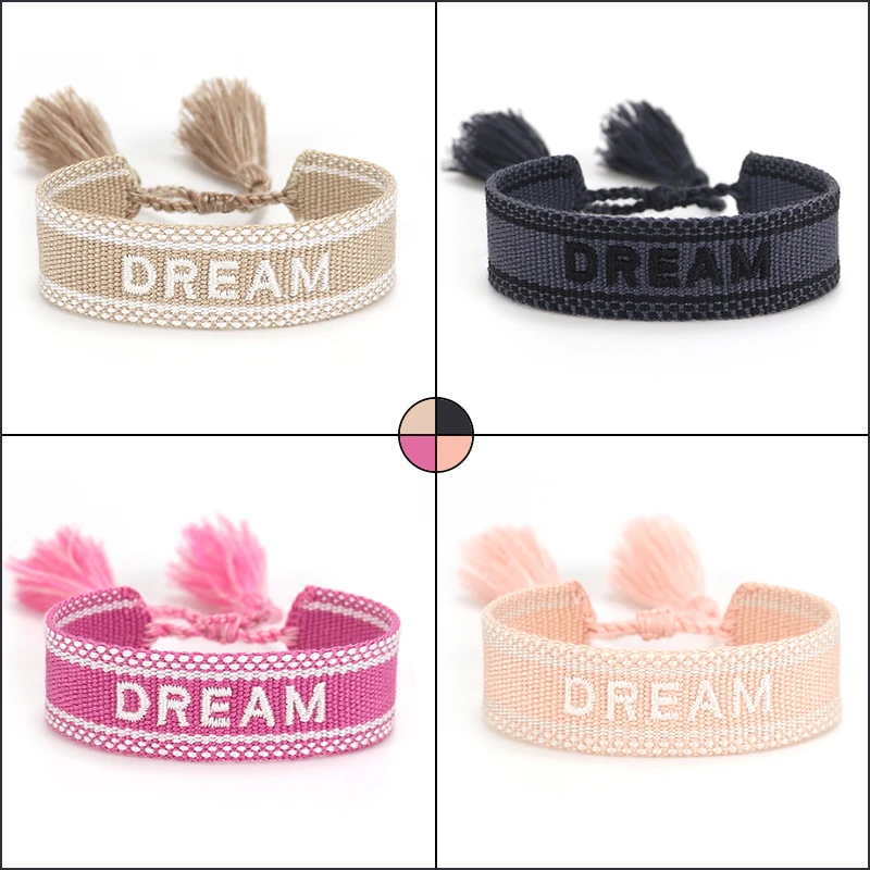 

Women Friendship Bracelet Fashion Woven Bracelets With Saying Super Cute Stacking Jewelry with Adjustable Size