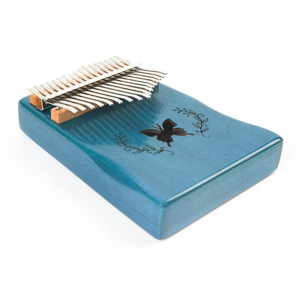 Акустическое пианино с синим узором Kalimba 17 клавиш Mbira клавиатура из массива