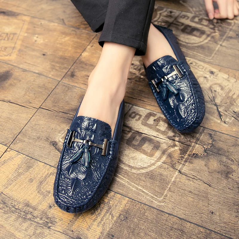 

Мужские лоферы для вождения 2021, мужские весенне-осенние модные мокасины, мужские лоферы, повседневная мягкая обувь для вождения мужская син...