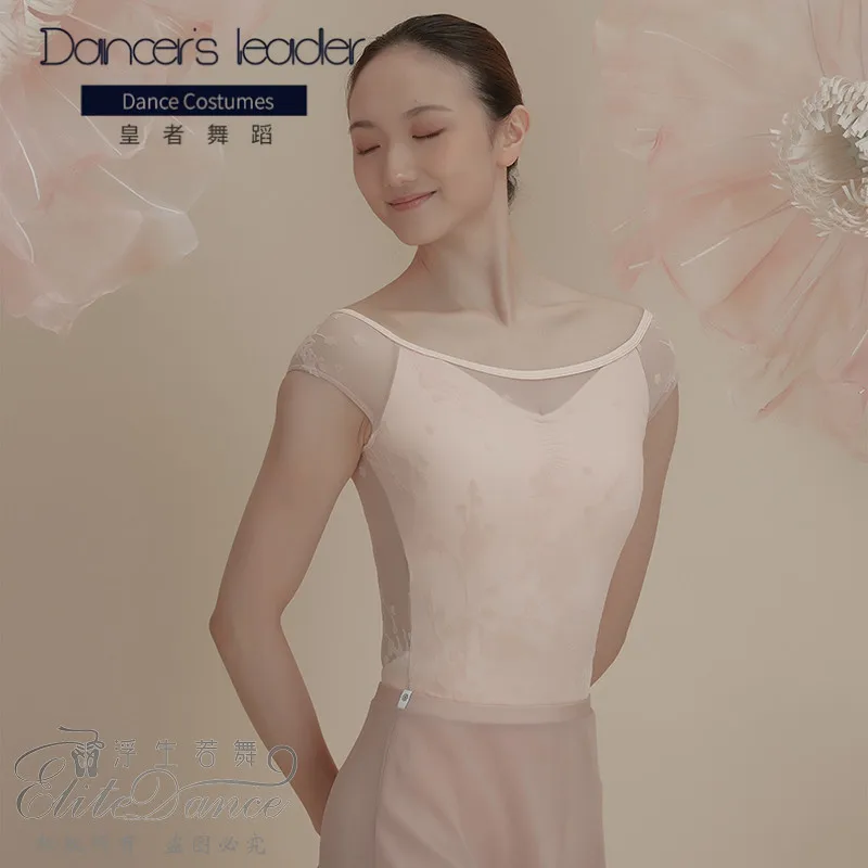 

Ballet Dance Leotards for Women Exercise Clothes Flocking Mesh Stitching Gym Suit Adult Aerial Yoga One-piece Sexy Swimsuit