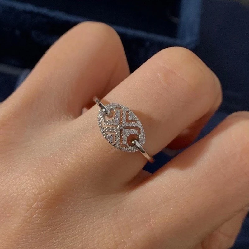 

S925 sterling silver summer new texture buckle ring women's fashion luxury jewelry romantic style Valentine's Day gift ring