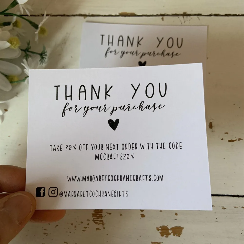 

Custom Text Social Medial Card，personalised thank you for your purchase business calling cards，Business Name Card