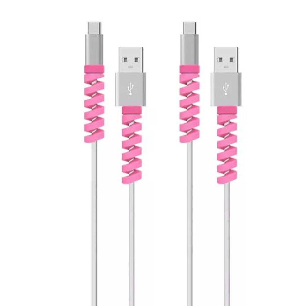 4 шт. Универсальный простой в использовании USB провод протектор для кабеля передачи данных сплошной мягкий анти-ломается крышка зарядная линия спиральная намотка мобильного телефона
