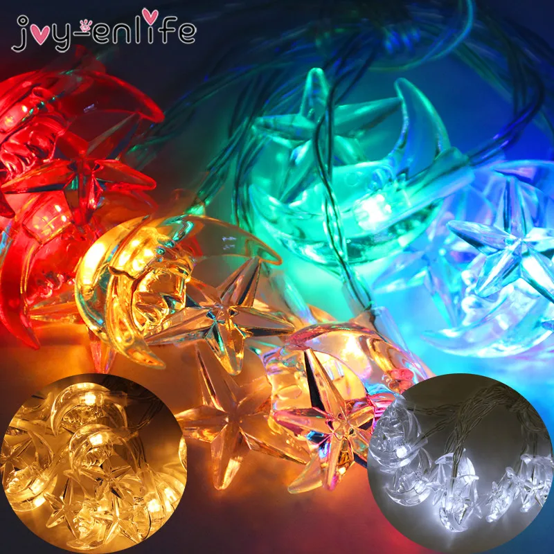 10 светодиодный ИД Мубарак Декор Луна Звезда светильник мусульманский фестиваль