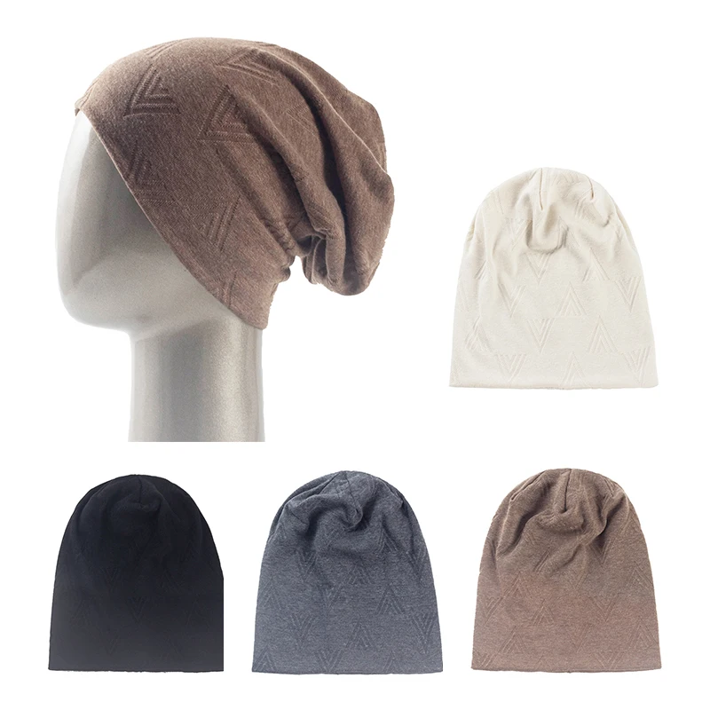 

Fashion Knitted Beanie Hat For Women Triangle Pattern Plain Color Caps Lady Soft Warm Skullies&Beanies Femme Slouchy Bonnets