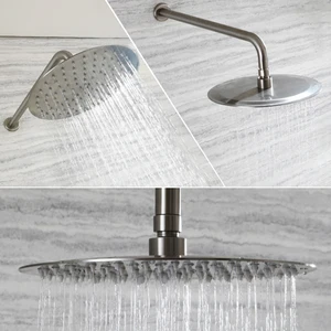 Бесплатная доставка, оптовая продажа, круглая душевая ручка из матового никеля и нержавеющей стали, 12 дюйма, соединительный душевой набор, настенный кронштейн