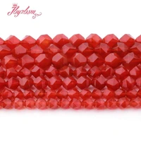 high quality natural agate faceted red loose stone beads for diy necklace bracelet earring jewelry making strand 15 6810mm
