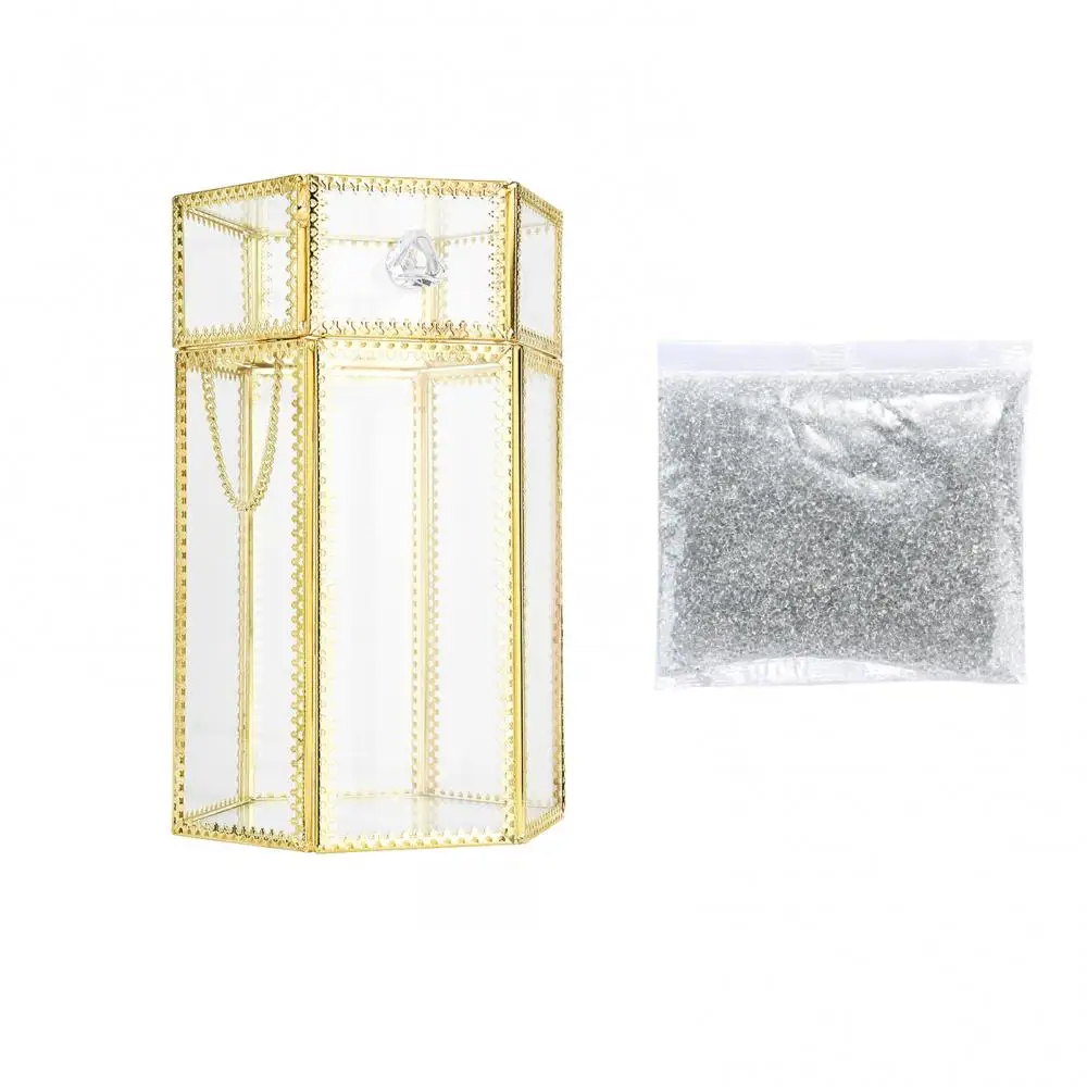 

80% Hot Sales!! Dustproof Hexagon Cosmetic Brush Storage Box Eyebrow Pencil Holder with Pearl