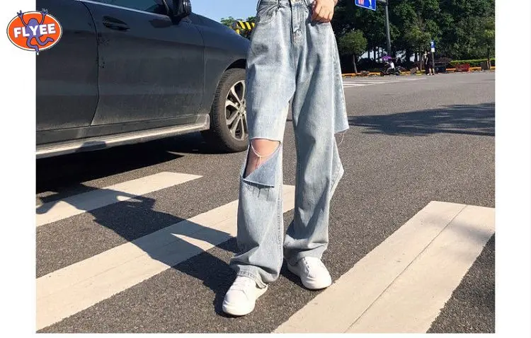 

High Waist Pants Female Women Jeans Large Size Boyfriend Jean Ripped Women Harajuku Korean Style Pants Oversized Trousers