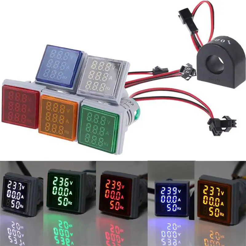 3 в 1 Вольтметр Амперметр Гц измеритель частоты 22 мм Цифровой Ток Напряжение Amp