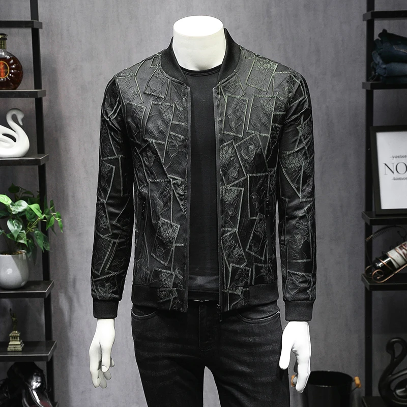 

Black Jacquard Male Jacket Social Club Party Outfit Men Hip Hop Bomber Jackets Bomber Jacket Men Business Casual Prom Men 5xl