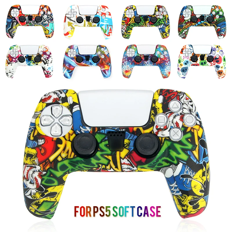 

1pc Protective Cover For PS5 Game Controller Case Fashion Painted Soft Silicone Case Anti-scratche Dustproof Accessories For PS5
