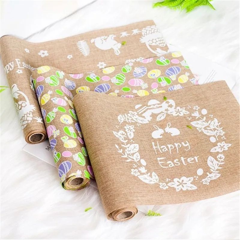 

High Quality Natural Jute Imitated Linen Rustic Table Runner Easter decoration Dining Room Restaurant Table Gadget