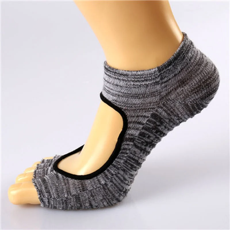 

Colorful Cotton Toe Cover Socks Yoga Toe Separator Socks Silicone Slip Exposed Back Open Toe Five Finger Socks Women WSB028