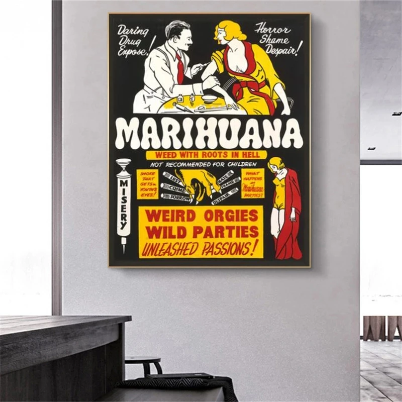 Картина на холсте антимарихуана в стиле ретро настенные картины плакаты и принты