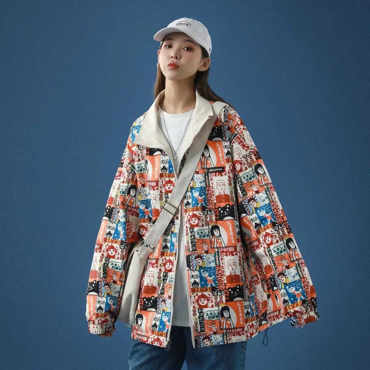 

Two-sided coat women's 2021 new spring and autumn Joker jacket women's loose Japanese frock baseball jacket