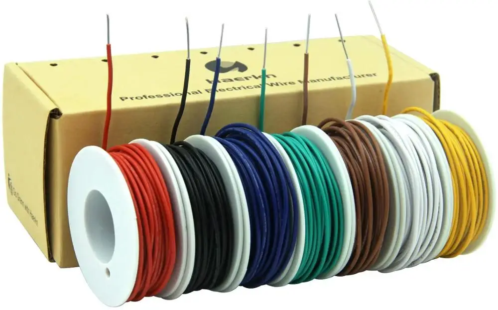 20 awg Silicone Electrical Wire Cable 7 Colors 20 Gauge Hookup Wires Electronics kit Stranded Tinned Copper Wire Flexible