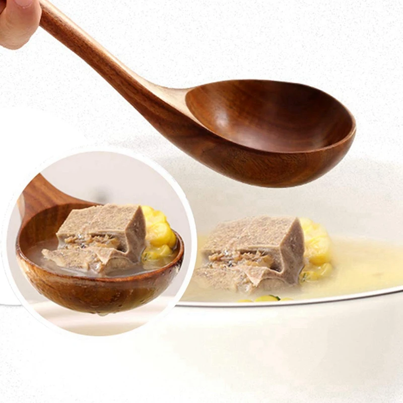 

5-Piece Reusable Wood Kitchen Utensils Set with Wooden Spoon Household Tableware