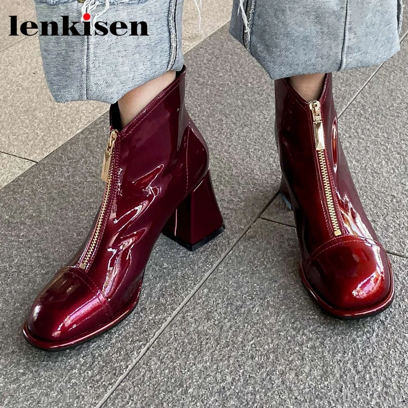 Lenkisen/Новинка Сезон осень-зима Зимняя обувь на высоком каблуке с круглым носком