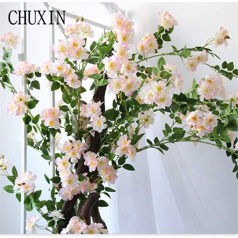155 см шелк яблоко роза искусственная Цветочная лоза растения стены висит цветок