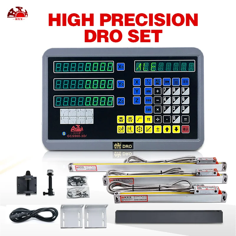 

HXX New Original 3 Axis Digital Readout DRO Kit and 3 Pieces 0-1000mm Glass Linear Scale Encoder Ruler For Milling Lathe