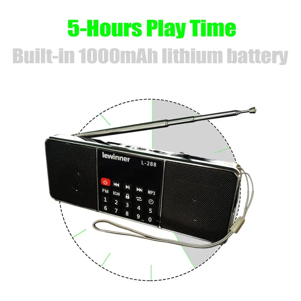 lewinner L-288 портативный fm-радио динамик музыкальный плеер с TF картой USB диск вход ЖК-экран динамик s