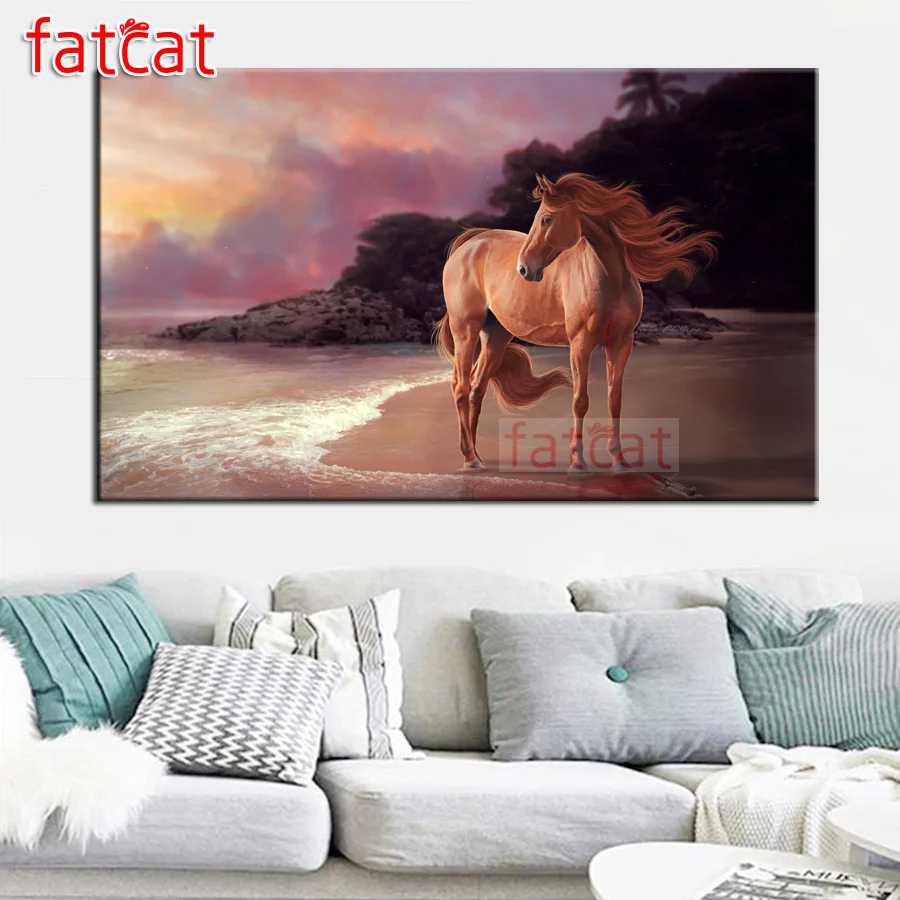 

FATCAT Unicorn by the sea Large Size 5D Diy Diamond Painting Full Diamond Embroidery Horses Animals Wall Decoration AE3146