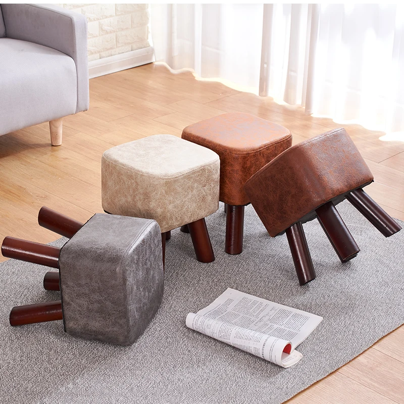 

Small family stool wooden square fashion creative adult living room children's sofa tea table stool pouf ottoman kids furnitureF