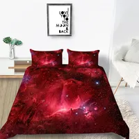 New Design 3D Bed Sets Red Universe Scenery Print  Soft And Comfortable Duvet Cover Set Double King Size