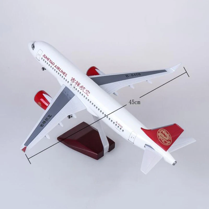 1/80 масштаб 47 см самолет Airbus A320 NEO JUNYAO авиакомпания модель светодиодный светильник и шасси колеса литой смолы коллекция выставки