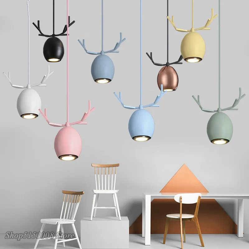 Скандинавский Led кулон голова оленя современные светильники для гостиной рога