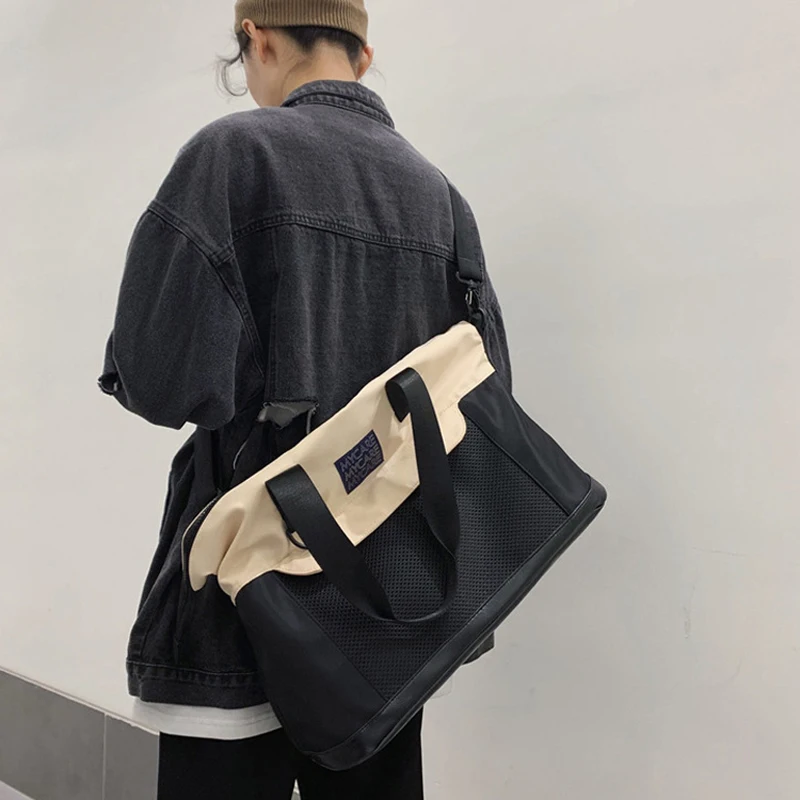 Women Large Capacity Contrast Color Nylon Shoulder Bag High Quality Waterproof Handbags Mesh Breathe Freely Totes Crossbody Bags