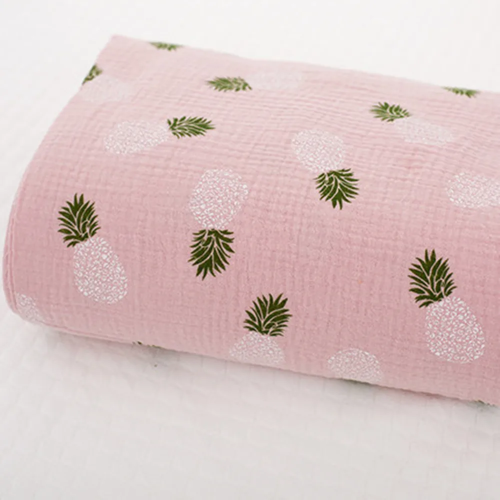 Двухслойная хлопчатобумажная ткань с принтом ананасов 1 м