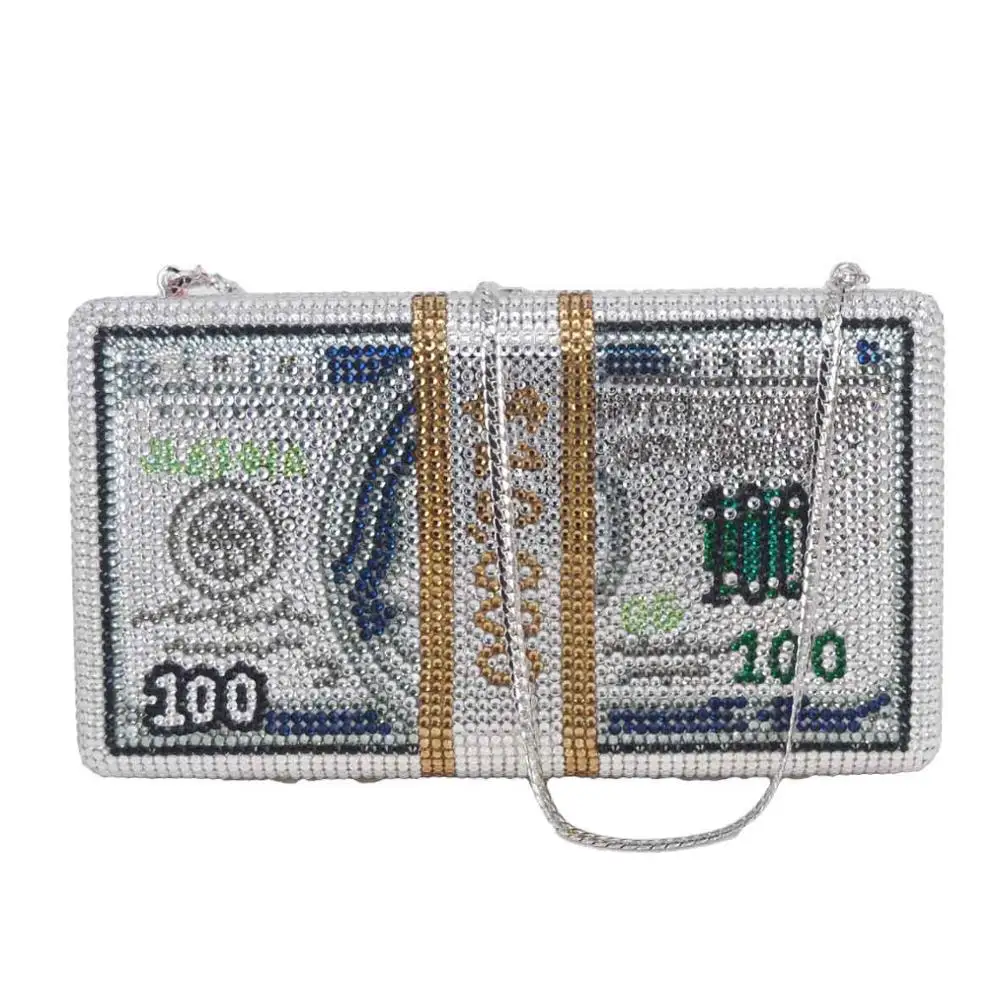New crystal Money USD bags Dollar Design Luxury Diamond Evening Bags Party Purse Clutch Bags sc992