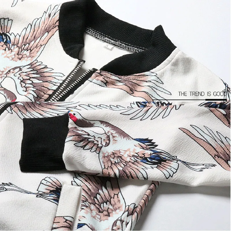 Куртка женская с цветочным принтом тонкая ветровка длинным рукавом круглый