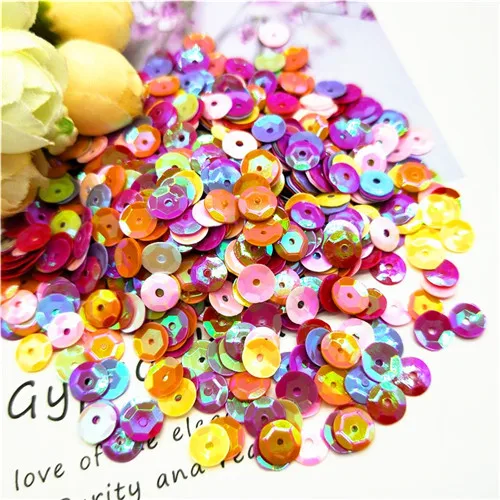 AB Mix Color 6 мм разноцветная чашка, круглые Блестки, свободные ПВХ блестки, сделай сам, Швейные Блестки, одежда для платья, сумки, одежда, свадебные аксессуары для рукоделия, 20 г - Цвет: AB Mix Color