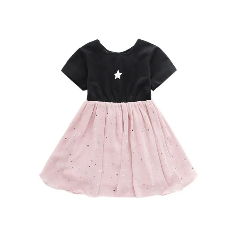 

DFXD 2020 Summer Toddler Girls Dress Sequins Stars Short Sleeve Birthday Party Dress Princess Costume Kids Clothing 2-7T Vestido