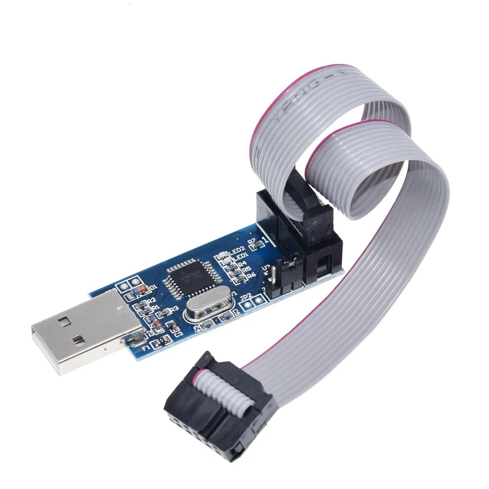 1 комплект USBASP USBISP AVR программист USB ATMEGA8 ATMEGA128 ATtiny/CAN/PWM 10Pin провод модуль DIY+ 10Pin до 6 Pin адаптер плата