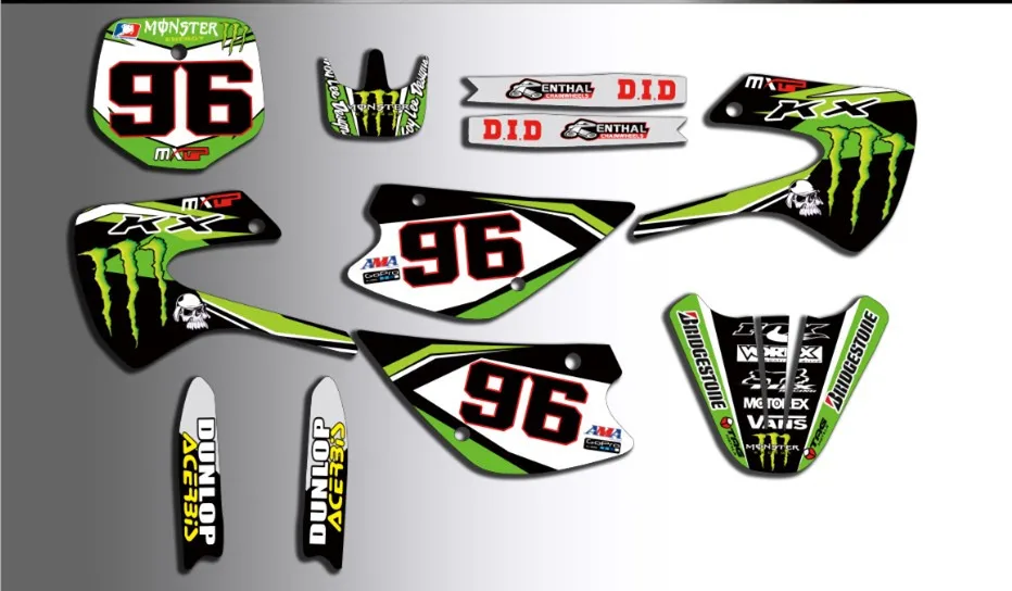 Стиль КОМАНДА ГРАФИКА и фон наклейка комплект для Kawasaki KX85 KX100 1998-2013 KX 85 100 1998-2013 2012 2011 2009