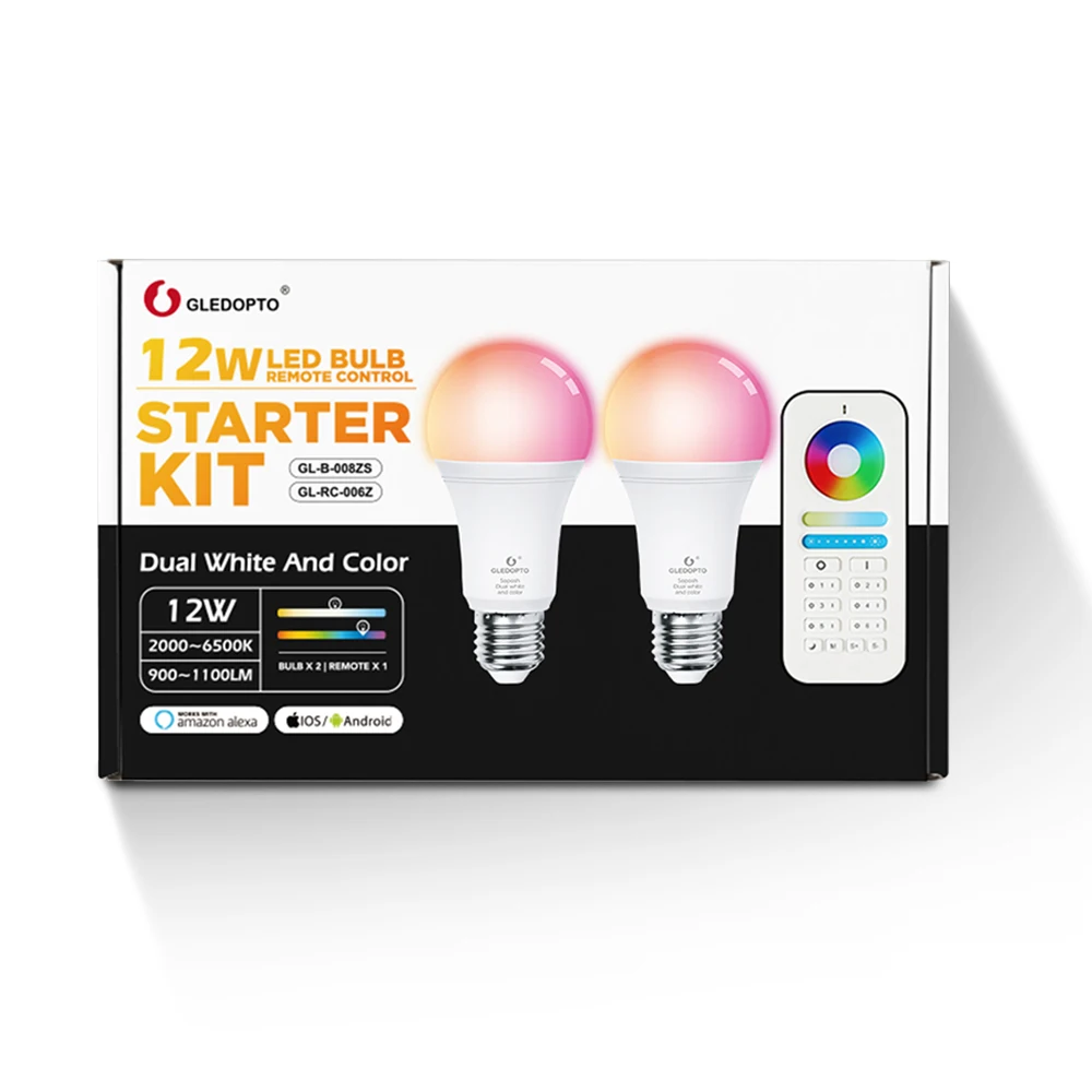 12W Bulb Plus Kit G светодиодный opto RGBCCT E27 12 Вт светодиодный смарт-цветная лампа 2-Pack, Zigbee совместимый шлюз 3,0, Голосовое управление с Alexa, Радиочастотный пульт дистанционного управления - Испускаемый цвет: 12W Bulb Plus Kit