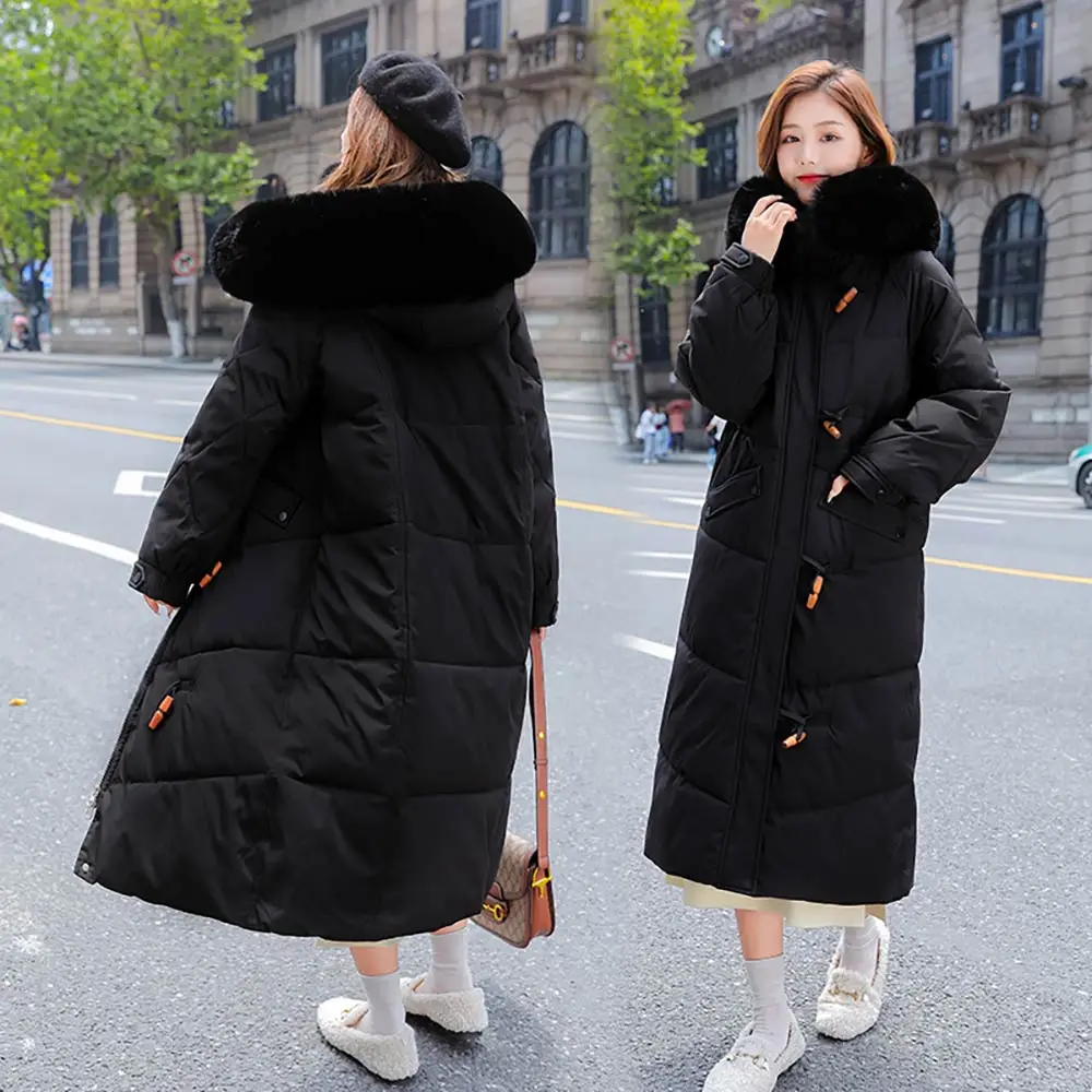 GRELLER Long Parkas Women Winter Jacket Fashion Casual Solid Thick Fur Hooded Coats Women Cotton Padded Winter Jacket Female