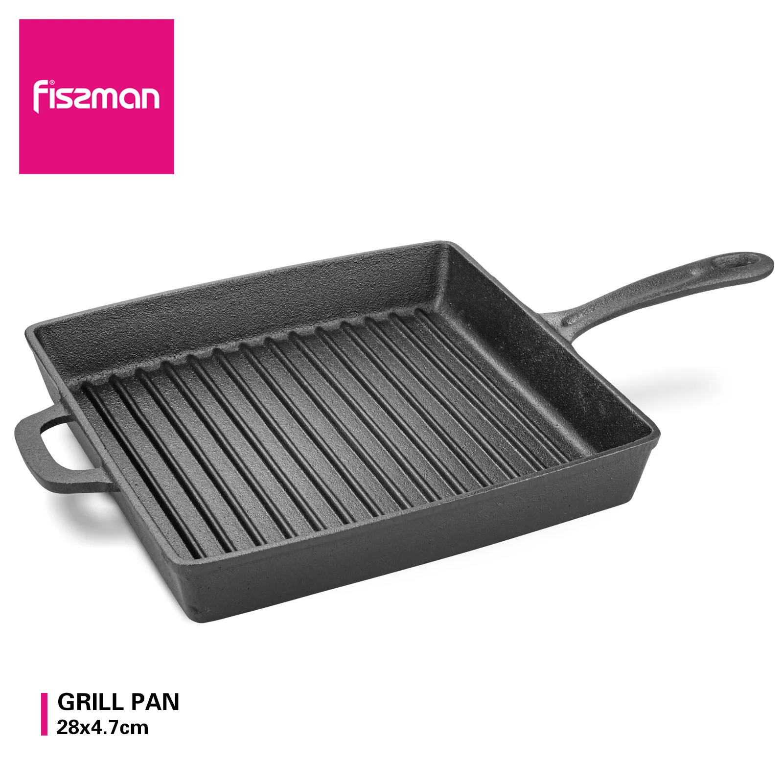 

Чугунная сковорода для стейков FISSMAN 28 см, ручка-помощник, кухонная посуда для кухни, кемпинга, барбекю