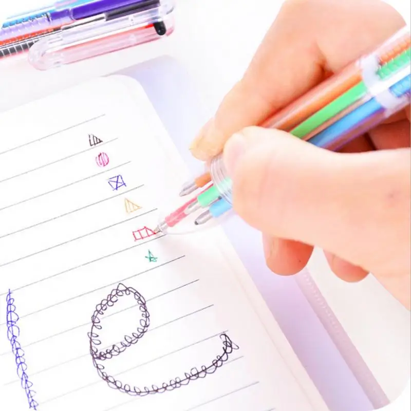 Цветная шариковая ручка 6 в 1 многоцветные шариковые ручки прочные сменные