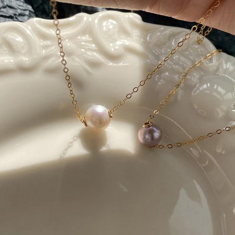 

Natural Freshwater Pearls 14K Gold-clad Pearl Necklace Jewelry Women